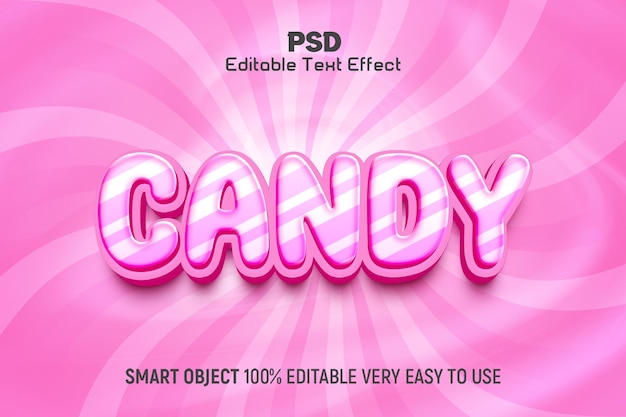 PSD candy 3d bewerkbare psd teksteffect stijl