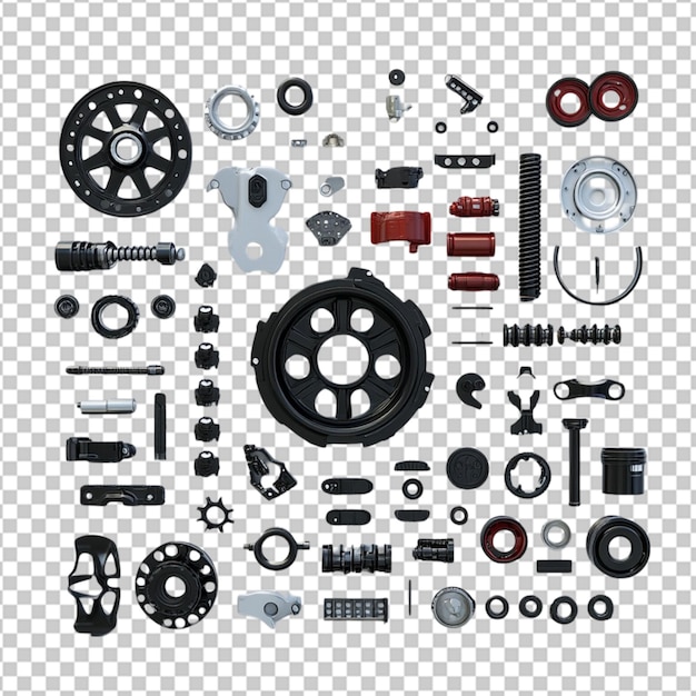 PSD car accessories isolated on transparent background for automotive design