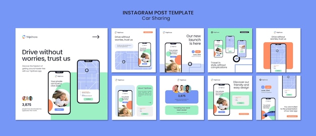 PSD car sharing service instagram posts