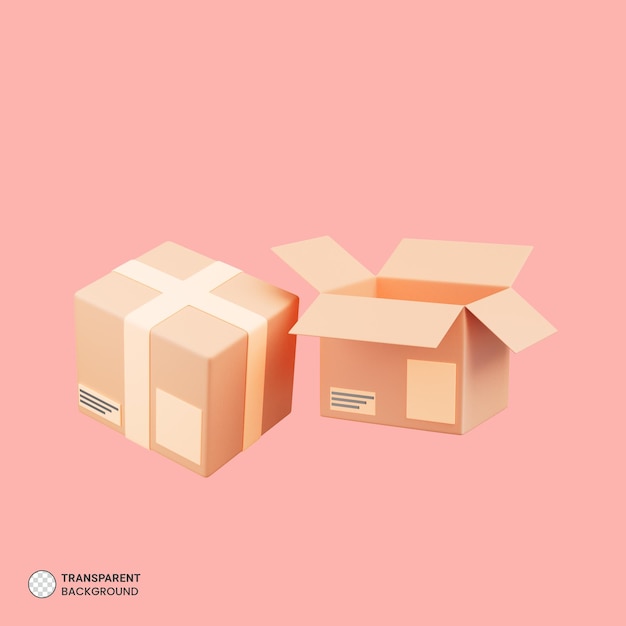 PSD cardboard box icon isolated 3d render illustration