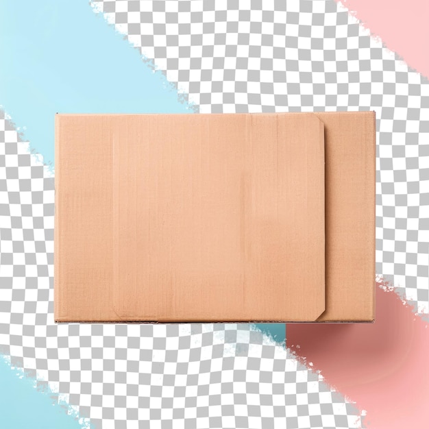 PSD a cardboard box with a blue and pink background with a white background