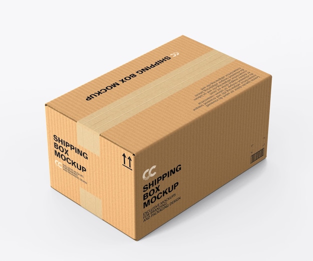 PSD cardboard shipping box mockup