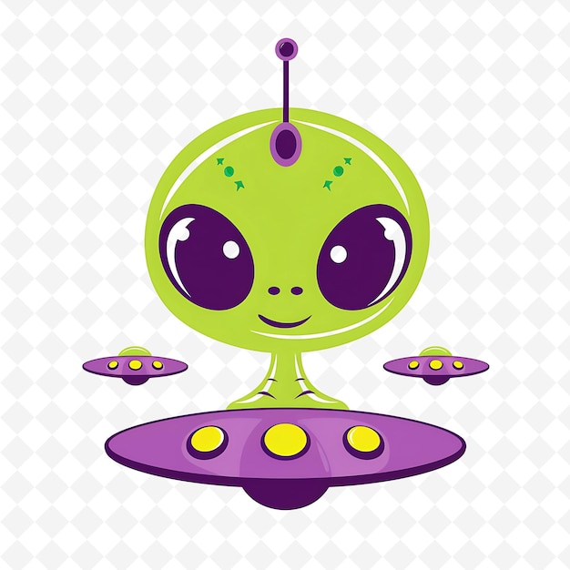 PSD a cartoon of a alien with a purple nose and purple eyes