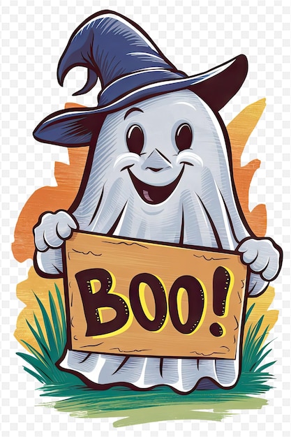 PSD a cartoon of a cartoon character holding a sign that says quot boo quot