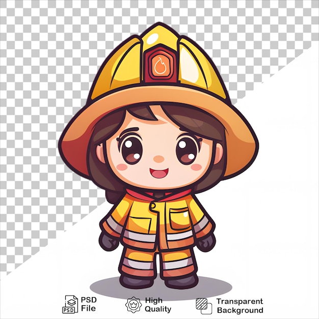 PSD cartoon firefighter png design isolated transparent background