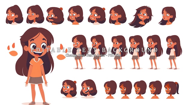 PSD cartoon girl personage animatie spritesheet