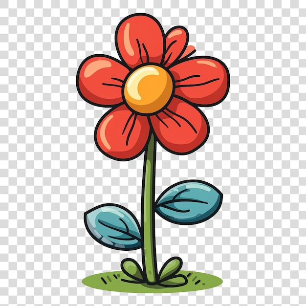 PSD cartoon style flower tree isolated on transparent background png