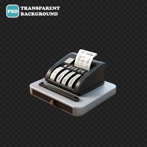 PSD cash register isolated 3d render illustration