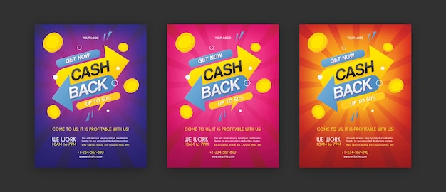 Cashback service financial payment flyer template