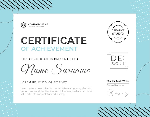 PSD certificate template