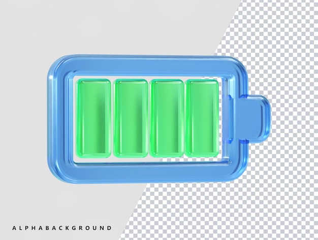 PSD charging battery icon 3d rendering illustration