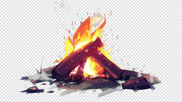 PSD charming handdrawn bonfire illustration for cozy gatherings