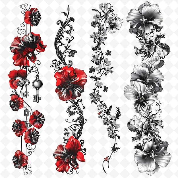 PSD charming sweet pea flowers borderlines design with vintage k creative abstract art designs