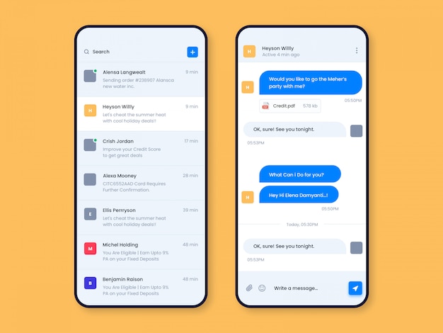 Chat app ui design ui template