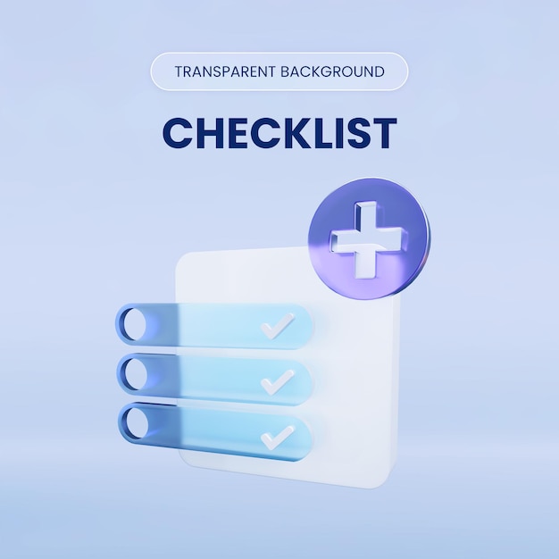 PSD check list 3d rendering illustration