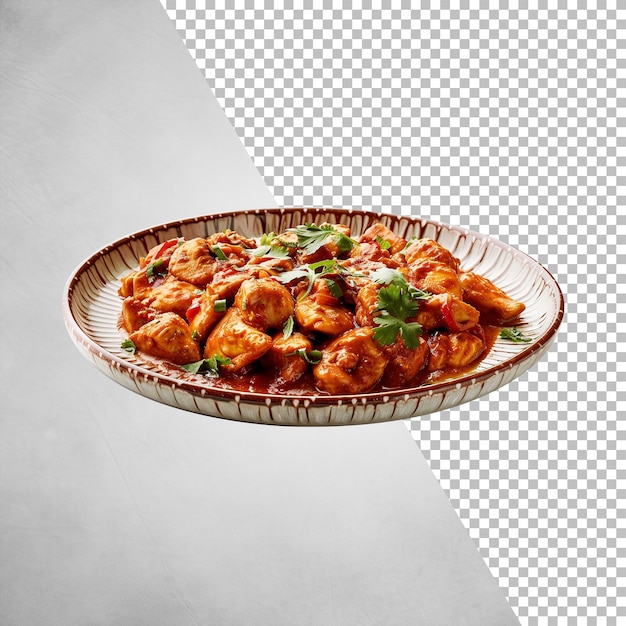 Chicken tikka Masala in plate isolated on transparent background