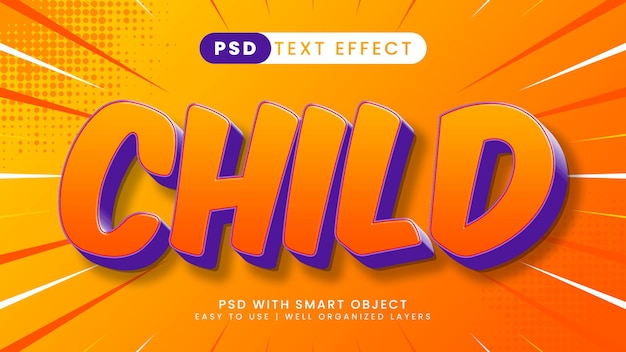 Child editable text effect with orange and purple text style