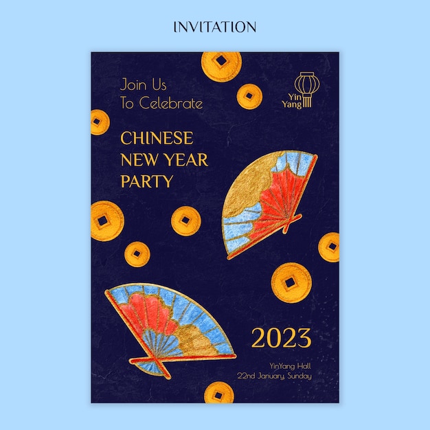 PSD chinese new year celebration invitation template