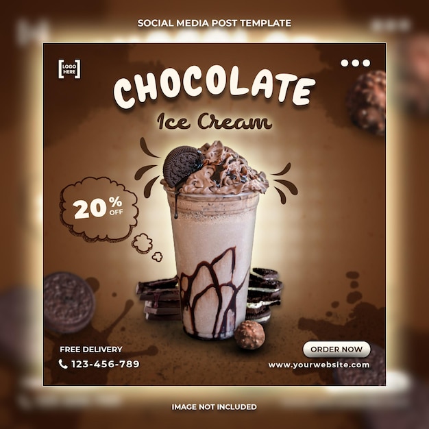 Chocolate ice cream sale social media post template