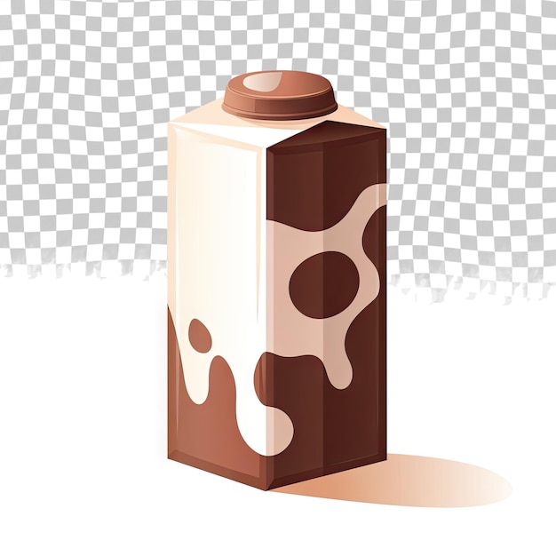 PSD chocolate milk in carton box isolated on transparent background illustration of dairy flavored drink and chocolate bar in cartoon flat style organic dairy farm beverage