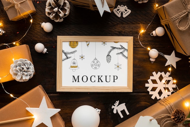 PSD christmas mock-up cute winter decorations