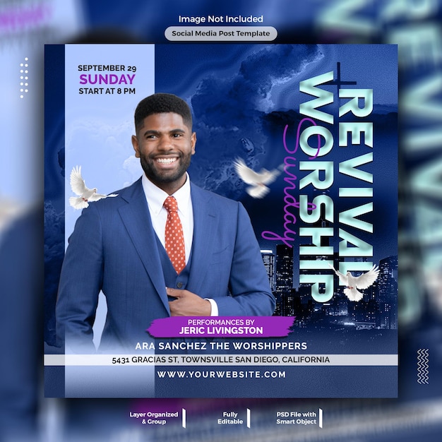 Church conference flyer social media post template