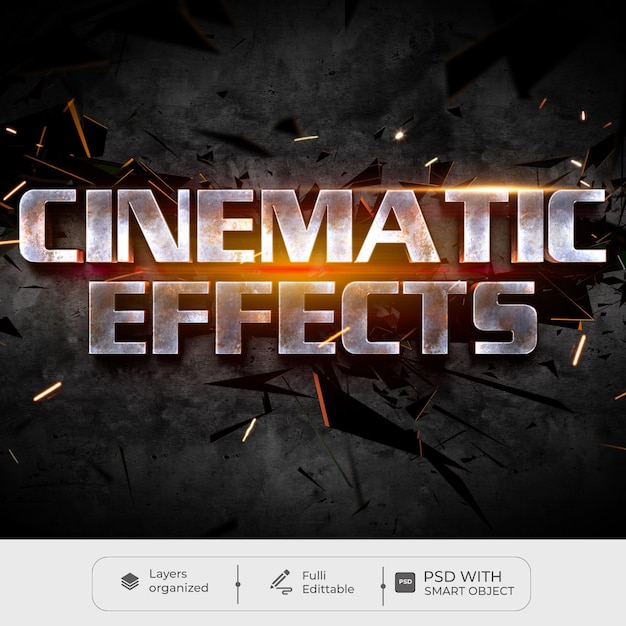 PSD cinematic title text effect template