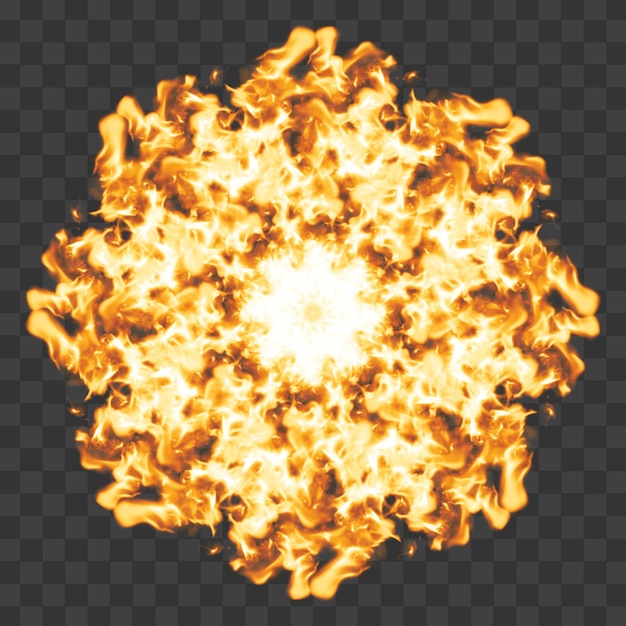 PSD a circle shape of fire ball with sparks on a transparent background