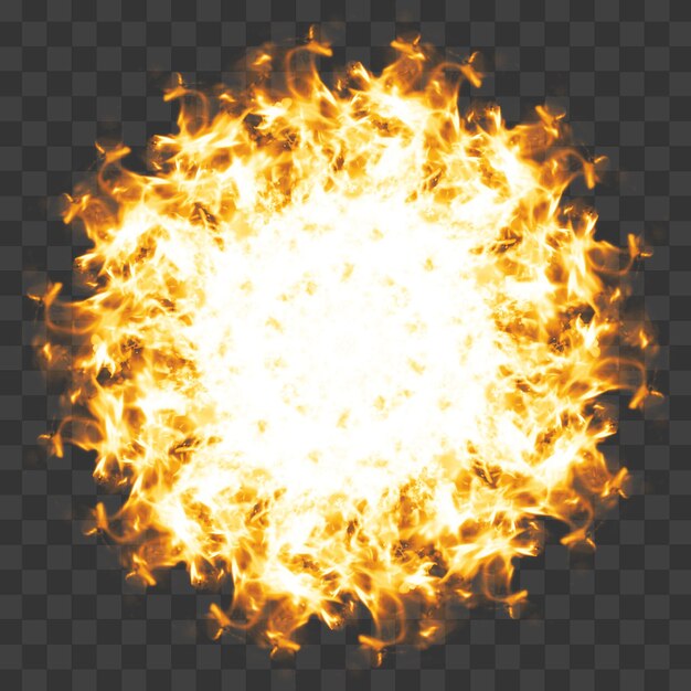 PSD a circle shape of fire ball with sparks on a transparent background