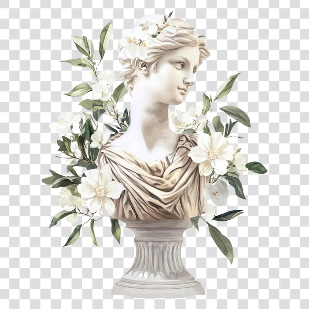 PSD classical bust with floral accents