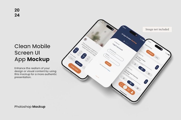 Clean Mobile Screen UI App Mockup for showcasing your design to clients