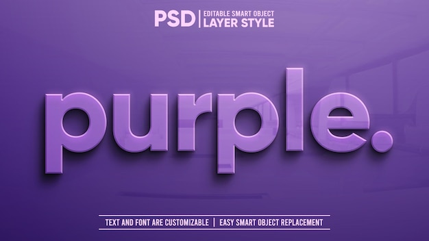 Clean Purple with Reflection on Granite 3D Editable Text Effect Mockup