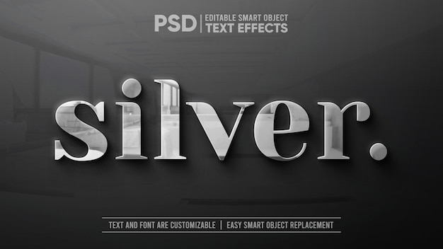 Clean Silver with Reflection on Granite Editable Text Effect Mockup