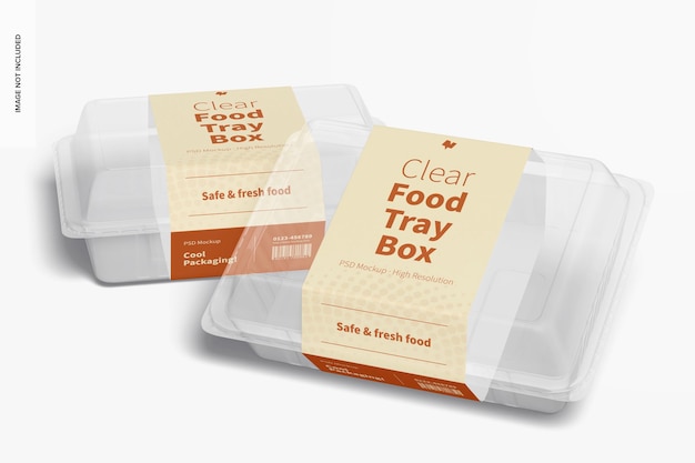 Clear Food Tray Boxes Mockup