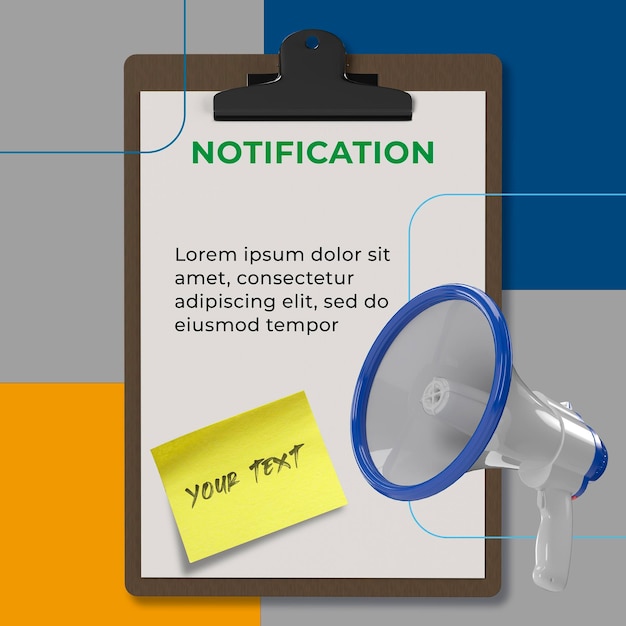 PSD a clipboard with a note that says " notification " on it.