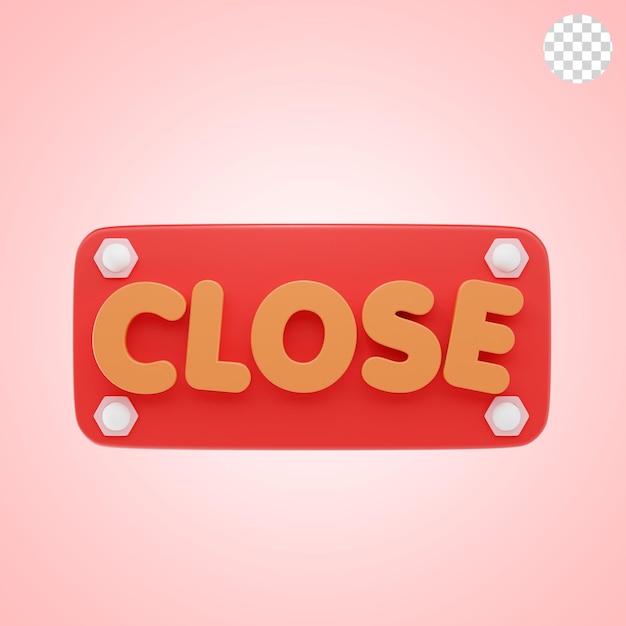 PSD close sign 3d icon and illustration