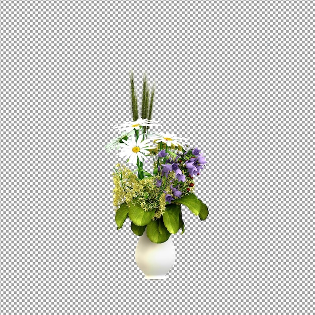 Close up on flower in a vase 3d rendering