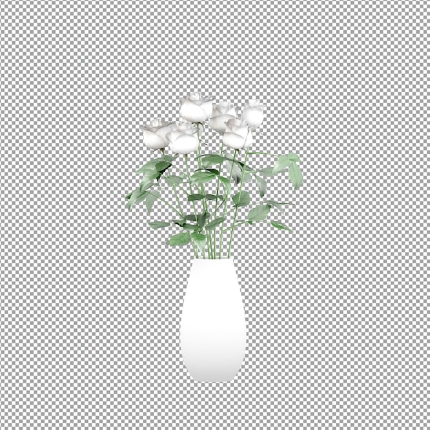 Close up on flower in a vase 3d rendering