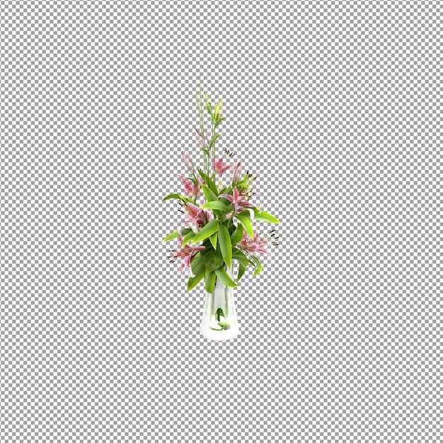 Close up on flower in a vase 3d rendering