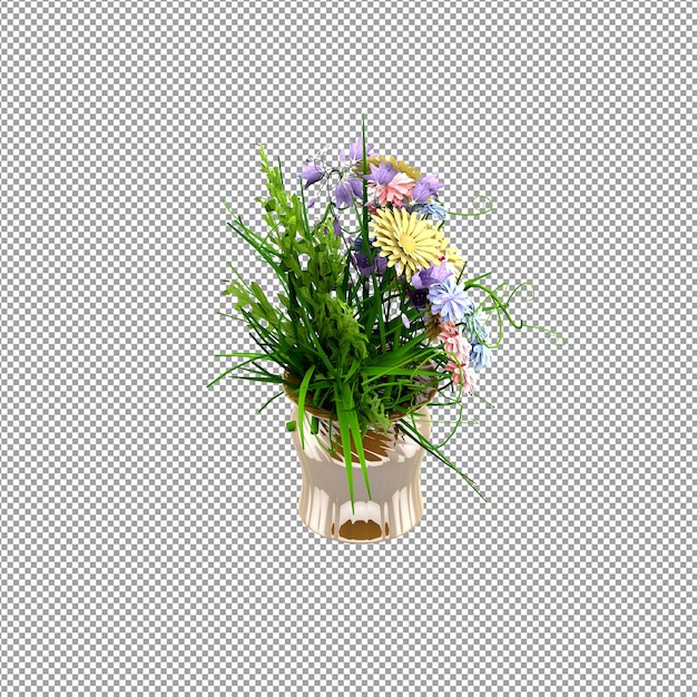 Close up on flower in a vase in 3d rendering