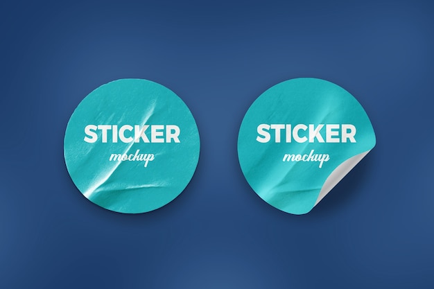 Close up on round sticker mockup