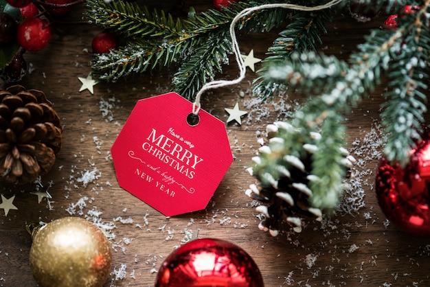 PSD closeup of christmas wishing card tag