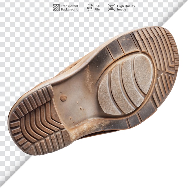 PSD closeup of dirty shoe sole isolated on transparent background