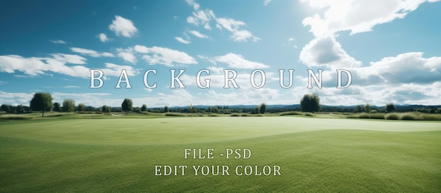 Clouds and Blue Sky over a green Golf Course on a sunny day