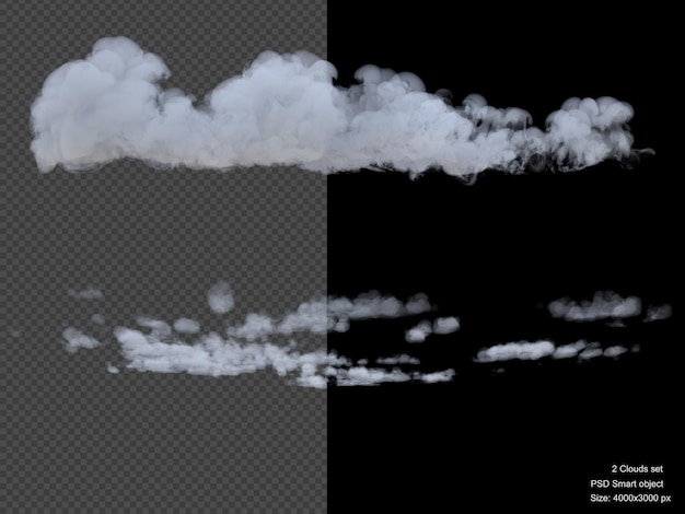 PSD clouds isolated 3d render