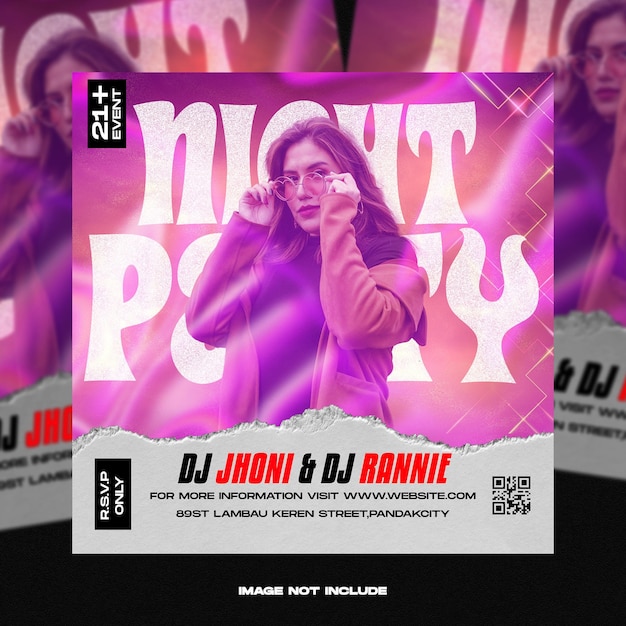 Club DJ Party Flyer Social Media Post i szablon banera internetowego