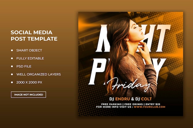 Club dj party flyer social media post and web banner