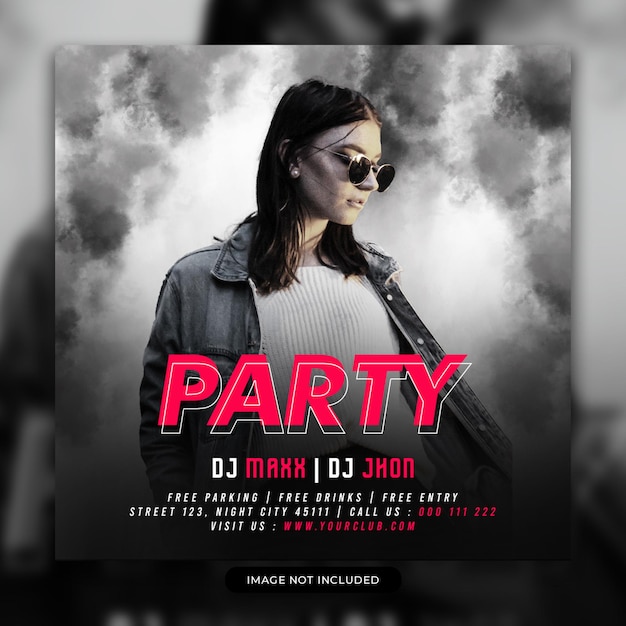 Club dj party flyer social media post web banner