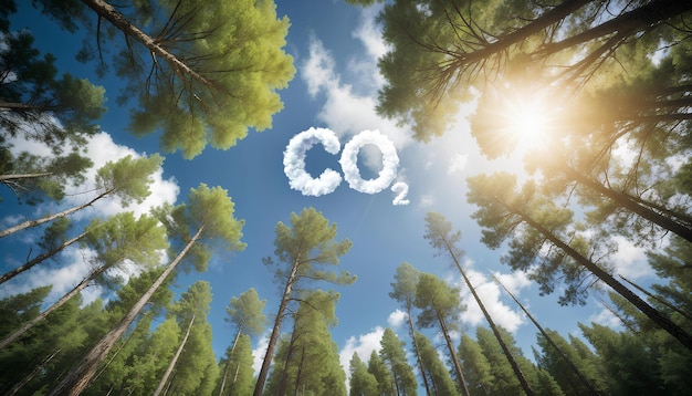 PSD co2 symbol located in a lush forest