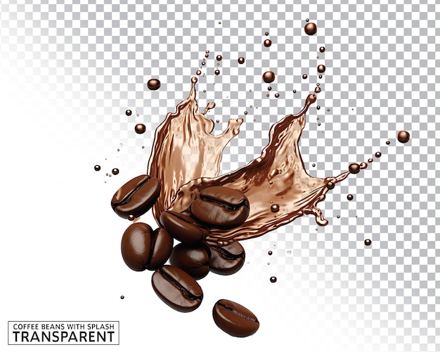 PSD coffee beans with splash transparent